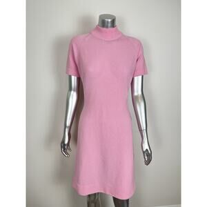 Vintage Talbott Tavler Dress Pink Stretch Knit Mock Neck Retro 70s 10